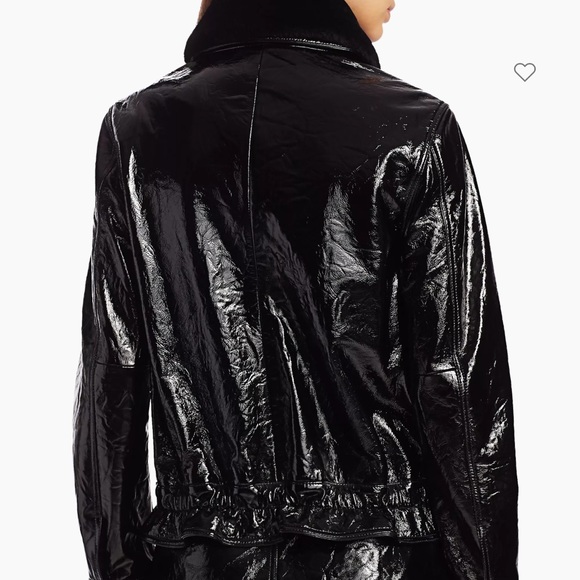 7 For All Mankind. Faux Fur Collar Patent Leather Jacket - Picture 11 of 11
